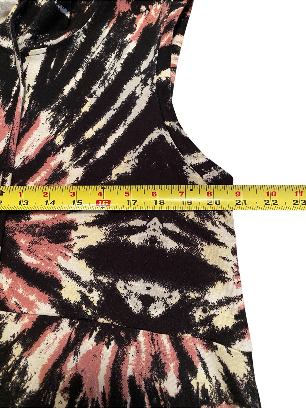 LuLaRoe Black, White and Pink Tie-Dye Sleeveless Hoodie Tank, Size XL - Picture 8 of 9